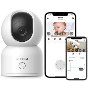 ZOSI Baby Monitor PTZ WiFi Camera Indoor CCTV Camera 2MP 2Way Talk Auto Tracking - Picture 1 of 11