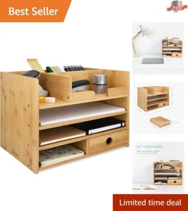 Versatile Multi-Functional Bamboo Desk Organizer - Wood Storage - Sustainable - Picture 1 of 7