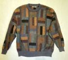 Millma's 100% Alpaca Sweater Geometric Brown Green Blue Grandpa Men's Xl Peru