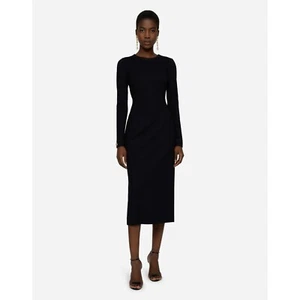 DOLCE & GABBANA Long-sleeved black jersey dress with DG embellishment Size 38/ S - Picture 1 of 12