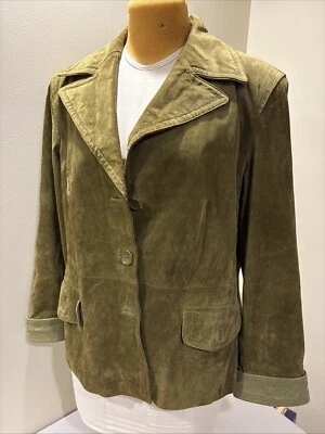 VTG Terry Lewis Classic Luxuries Moss Green Suede Leather Jacket/Blazer L - Image 1 of 4