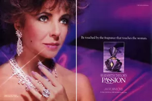 1987 Passion Elizabeth Taylor Harry Winston perfume 2-page MAGAZINE AD - Picture 1 of 1