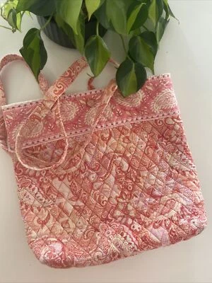VERA BRADLEY SHERBET RETIRED TOTE WEEKENDER TRAVEL DAFFLE TOTE BAG ORANGE PINK - Image 1 of 4