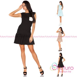 Charming abito donna tubino con tasca cappuccio manica scollo barca taglia 8-10 UK FA399 - Foto 1 di 1