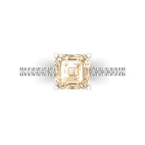 Anillo de compromiso solitario de oro blanco de 14K con detalles, morganita natural de 2,7 ctw - Imagen 1 de 11