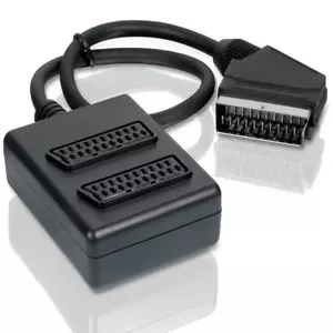 UKDJ 2 Way Scart Splitter Box Video Cable Adapter Connects 2 Devices to 1 TV - Picture 1 of 4