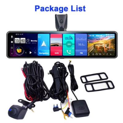 12" HD Touch Ips 4G WIFI Car DVR Camera Android Dash Cam Smart Rearview Mirror - Image 1 of 4