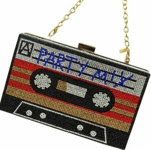 Bolso sin asas retro con cinta de casete mezcla de fiesta - Caja sin asas con cuentas de cristal - Imagen 1 de 7