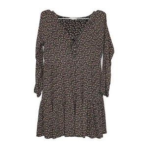 Mini Vestido American Eagle Babydoll XS Ditsy Floral Grunge Arrugado Atado Cuello en V - Imagen 1 de 12