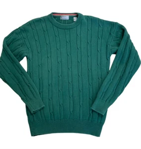 Lord & Taylor Herren grün Zopfmuster Pullover Rundhalsausschnitt Größe M Preppy Academia - Bild 1 von 10