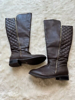 Torrid Brown Faux Leather Quilted Wide Calf Boots Women's 9W - Image 1 of 4