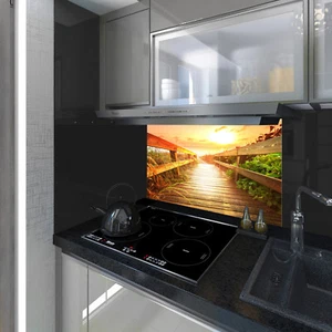 Splashback Toughened Glass Modern Unique Kitchen Sunrise Lake Nature Any Sizes - Picture 1 of 3