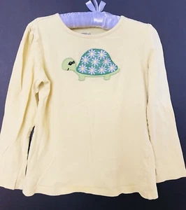 CRAZY 8 Girls Kids T-Shirt Top Size M 7-8 Yellow Long Sleeve Turtle Embroidered - Picture 1 of 7
