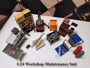 Diorama 1/24 Car Garage Tools Model Repair Workshop Scene Display Prop Model Set - Picture 1 of 24