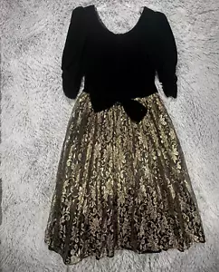 Vintage Scott McClintock festliches Kleid Damen 12 80er Metallic Samt Whimsigoth - Bild 1 von 9