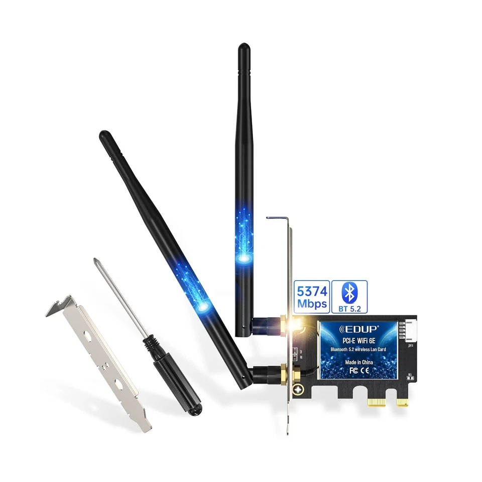 EDUP PCIe WiFi 6E Card Bluetooth 5.2 AX 5400 Mbps AX210 Tri-Band - EP-9651