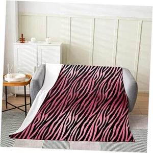 Pink Black Zebra Print Throw Blanket African Wild Animal Skin Queen Multi 07 - Picture 1 of 6