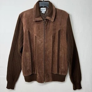 Chaqueta De Colección Haband De Cuero Frontal Para Hombre Manga Tejida L Y Cremallera Trasera Muy Bonita - Imagen 1 de 8