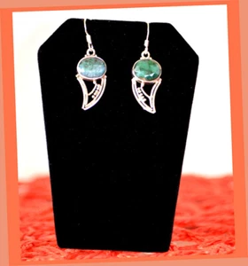 Sterlingsilber natürlicher Smaragd Edelstein Hänger Tropfen Haken Ohrring Schmuck  - Bild 1 von 5