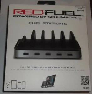 SCHUMACHER FAMILY RED-FUEL FUEL STATION 5 2.4A FAST 5 USB CHARGING STATION SL15 - Picture 1 of 4