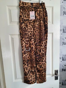 Missguided Leopard Print Trousers Size 10 - Picture 1 of 1