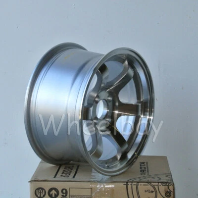 4 ROTA 轮子格栅凹槽 15X8 "5X100" + 20 57.1 全抛光银色 14.6 磅 — 第 1/4 张图片
