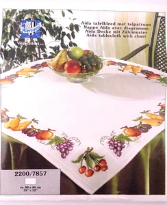 Vervaco by Verachtert Counted Cross Stitch Fruit Design Tablecloth 80 x 80cm Kit - Picture 1 of 3
