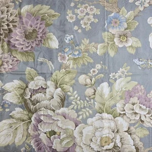 Braemore Upholstery Fabric 44"x56" Grey Tan Blue Mauve Floral Butterflies - Picture 1 of 11