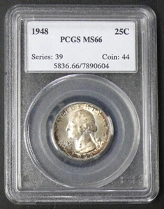 1948 MS-66 PCGS TONED WASHINGTON QUARTER - Picture 1 of 2