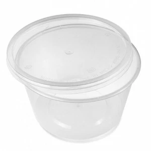 16oz Round Clear Plastic Microwave Freezing Takeaway Containers + Lids - Picture 1 of 12
