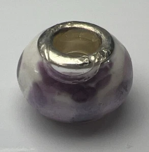 925 Sterling Silber Slide Charm Murano Blase Perle Glanz lila irisierend - Bild 1 von 7