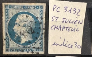🦬Klassische Briefmarke Nr. 14 -20 c Empire Blau - Los. PC Nr. 3132 St Julien Chapteuil🦬 - Bild 1 von 1