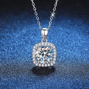 1 Ct Moissanite Necklace,S925 Sterling Silver Moissanite Necklace for Women VVS1 - Picture 1 of 13