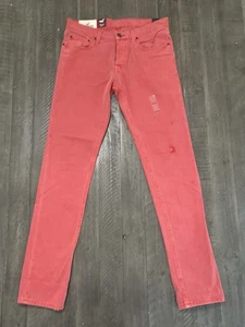 Hollister The Hollister Skinny Jeans Herren Größe 32x34 Rosa Lachs Fliegen Knopf Neu mit Etikett - Bild 1 von 15