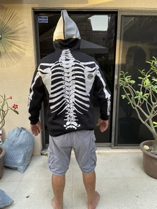 Dead, Serious, Full Zip Up Hoodie, Black Skeleton Size Large - Picture 1 of 5