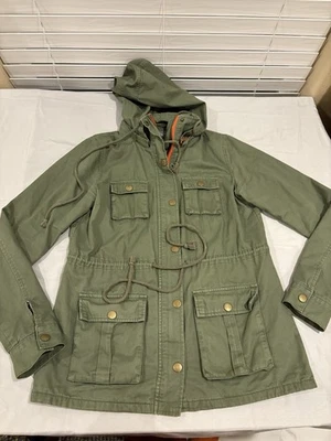 Market & Spruce Dark Green Military Style Cotton/ Jacket w/Hood Sz S Missing 1 B - Image 1 of 4