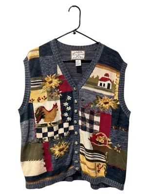 Heirloom Collectible Vintage Farm Sunflowers  Sweater Vest Size 2 X - Image 1 of 3