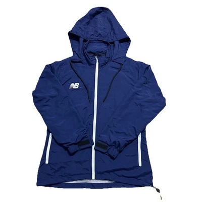 New Balance Women’s Wind & Water Resistant Jacket Navy Blue And White Logo Sz  - Image 1 of 4