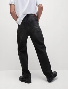 Marks & Spencer Mens Black Cotton Straight Jeans - M&S - Picture 1 of 12