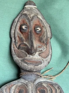 Papua New Guinea Sepik River Tribe Ancestral Figure Carved Wood Shell Eyes 21” - Picture 1 of 8