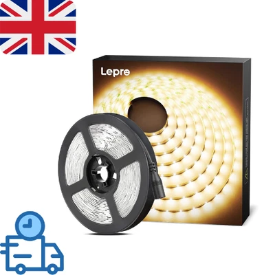 Lepro 5M Warm White LED Strip (12V Power Plug Not Included), 2300lm 3000K LED Ta - Image 1 of 4