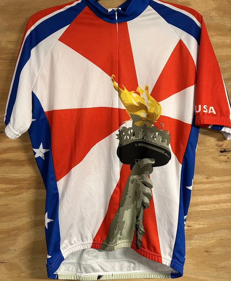 Cycling Racing JERSEY Statue Of Liberty USA Sz XL - Image 1 of 4