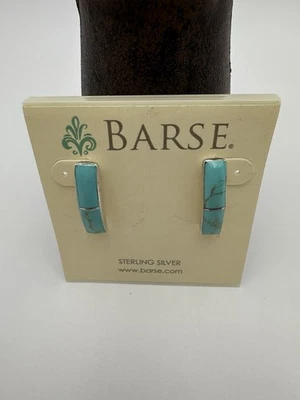 Brincos de barra vintage BARSE prata esterlina 925 turquesa novo estoque antigo - Imagem 1 de 4