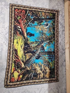 Vtg Bear Family Tapestry Wall Hanging-Black Bear Mama Cubs Large 52”x35” - Picture 1 of 7