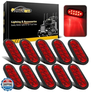 Luces traseras LED ovaladas para remolque Partsam 10 piezas 6 pulgadas rojas 10 diodos ojal y - Imagen 1 de 5