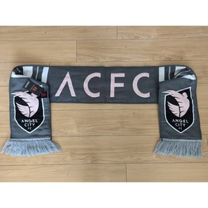 Angel City FC ACFC Stripe Wordmark Woven Scarf Pink Grey Ruffneck NWT - Picture 1 of 7