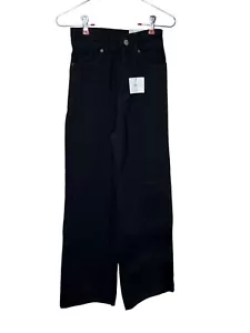 Zara Womens Jeans Wide-Leg High Waist Denim High-Rise Cotton Black Size 0/32 NWT - Picture 1 of 11