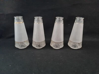 4 belles Tulipes pour lustre, suspension  Ancienne En verre depoli et liseré or - Photo 1/4