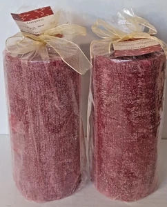 2 New Chesapeake Bay Candle Christmas Elegance Cranberry 6x3 Pillar Hand Poured - Picture 1 of 3