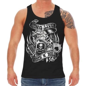Herren Tank Top Muskelshirt Long live Rockn Roll Musik Oldschool American bike - Bild 1 von 2